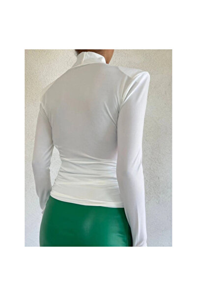 ALPACO بلوزة ساندي مبطنة بصفين من الأزرار - أبيض