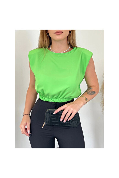 MissRunin بلوزة بأكتاف مبطنة وخصر مطاطي -A.Green