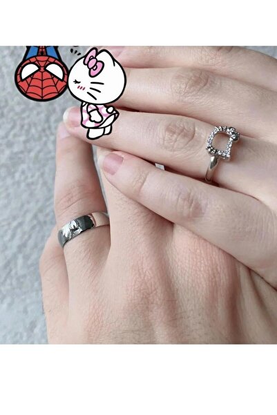 Yuchicly Adjustable Couple Rings with Cute Character Figures – Set of 2