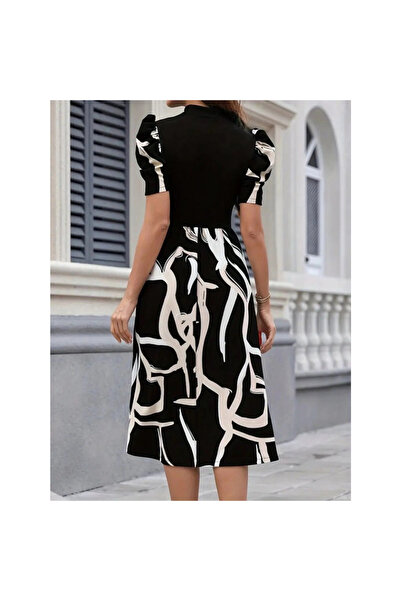 BY BASAK collection Γυναικείο κοντομάνικο μισό ζιβάγκο με μοτίβο με βισκόζη μ...