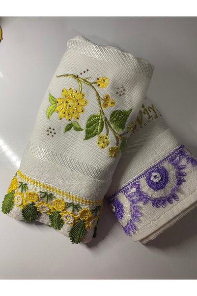 alkancollectıon Çeyizlik Hediyelik İşlemeli El Havlusu