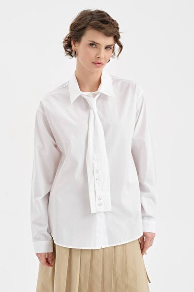 tw3 Women's Cuff-Look Tie Detailed Design Shirt