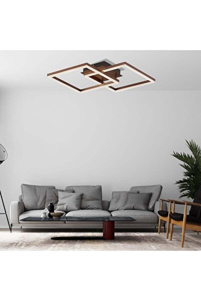 CASA LEGGERA Modern LED Plafonyer Avize 55W Çift Kare Tasarım Aşağı Işık Salo...