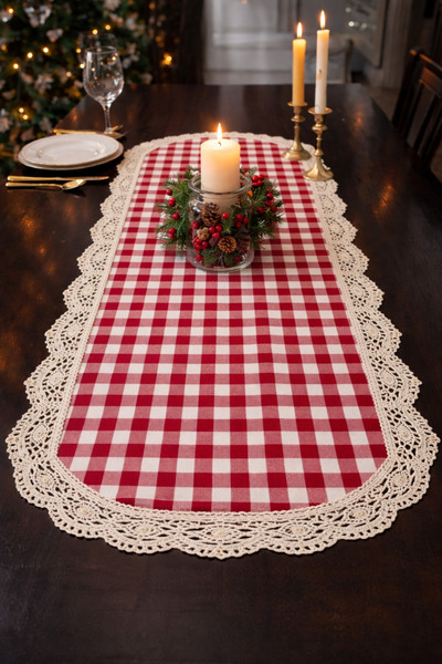 Rose go home Dantel oval kenarlı Runner