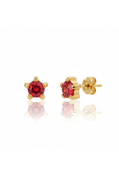 EAR GEAR 24K Gold Plated 4mm Ruby Earrings USA