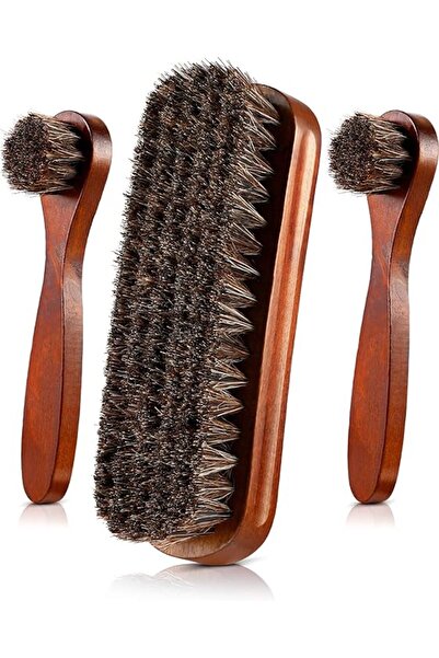 Arabest 3 Pieces Horsehair Shoes Polish Brushes Care Clean Daubers Applicators