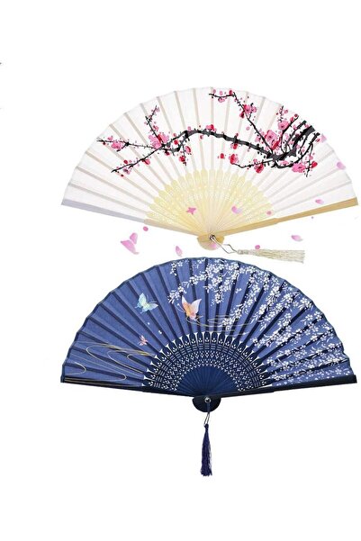 Generic X spring Folding Fan, Dual Pack Hollow Carved Bamboo Hand Fan, Elegan...