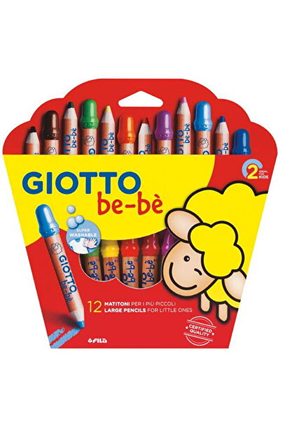 Giotto Jumbo Colored Pencils + Sharpener, 12 Colors/Box, be-be
