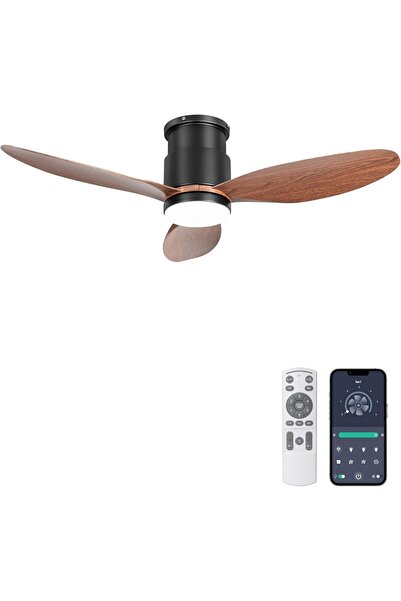 Generic مراوح سقف أوهنيو منخفضة الارتفاع مقاس 42 بوصة مزودة بإضاءة، تحكم عن ب...