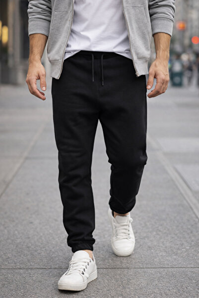 Polo State Ανδρικό μαύρο παντελόνι φόρμας jogger – Ελαστικό τελείωμα στα μπατ...