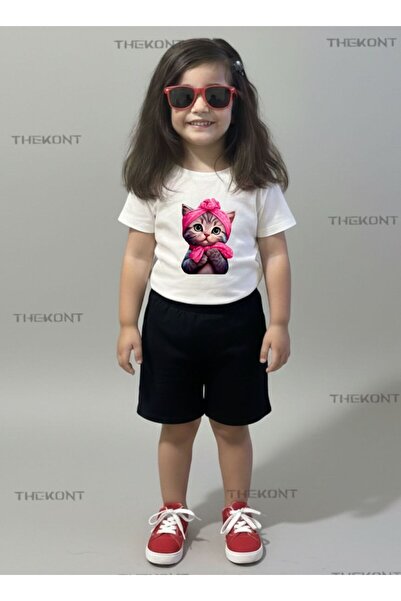 THEKONT SET PENTRU COPII ŞORTURI-TRICOU ŞEKER KEDİ