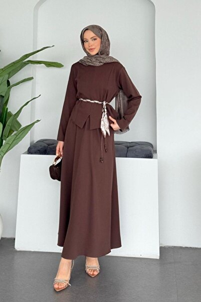 Şulemoda Giyim Asian Scarf and Skirt Set Brown