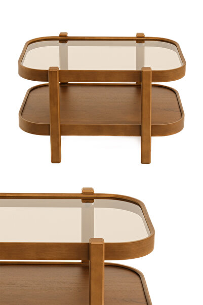 Eymense Togo Camlı Orta Sehpa Ceviz