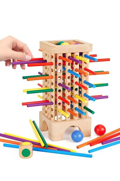 Arabest Game Wooden Board Game, 42 Colorful Wooden Sticks Dice Game Math Educ...