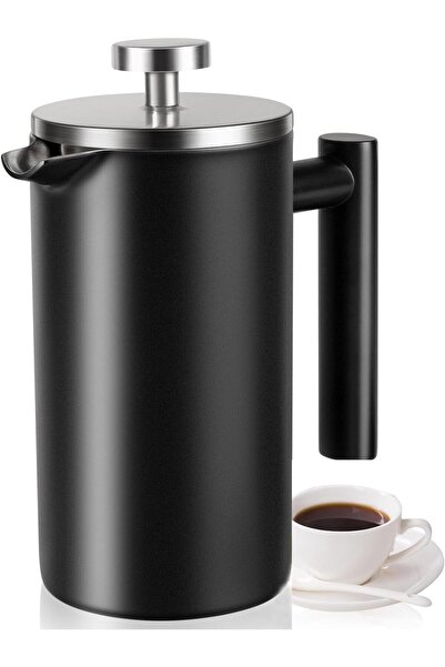 Generic ماكينة قهوة فرنسية متينة بجدار مزدوج من الفولاذ المقاوم للصدأ 304 سعة...