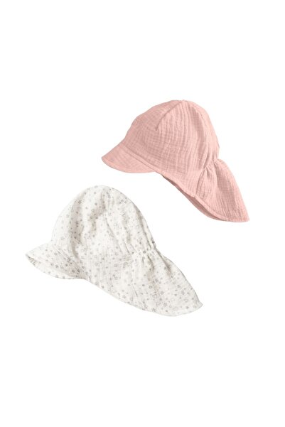 Kidizi Set of 2 double muslin caps Maitre 1-3 years, Tiny Hearts Pink