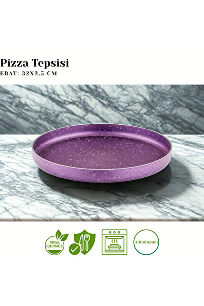 Arzu Çelik 3-Piece Granite Pizza Tray Set - Violet