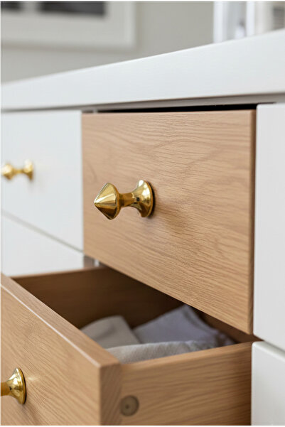 BERFİNO مجموعة من 5 أزرار أدراج نحاسية ذهبية اللون |   مقبض الخزانة والكومودي...