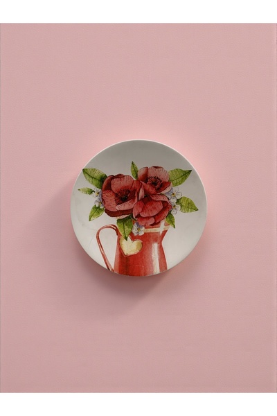 unique florya Duvar Tabağı Küçük Boy Kırmızı Dekoratif Mutfak Duvar Süsü 18cm...
