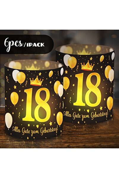 Choice 6pcs 18th Set of 6 Black Golden Crown Element Table Deco Lampshades 16...