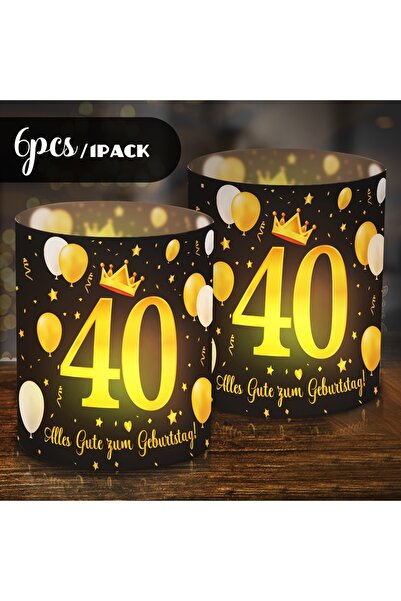 Choice 6pcs 40th Set of 6 Black Golden Crown Element Table Deco Lampshades 16...