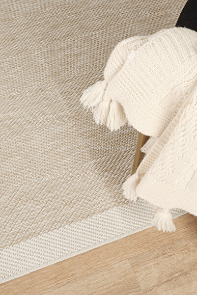 Konfor Halı Sisalux 3085 Bej Krem Sisal Dokuma Jüt Kilim Hav Toz Vermez Halı Salon Mutfak Oturma Odası Halısı