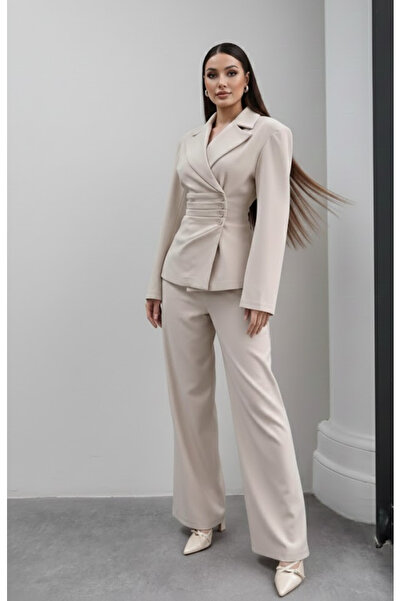 My Blog Stone Jacket and Trousers Set with 4 Side Buttons - 202602