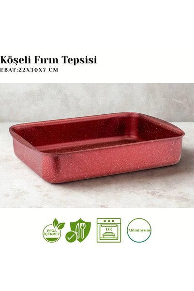 Arzu Çelik 22X30 cm Granite Corner Tray - Red