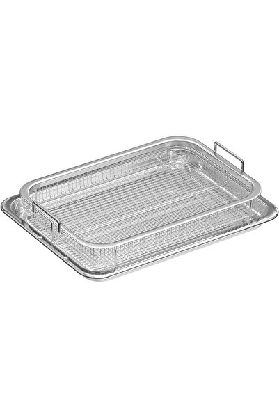 Generic طقم سلة وصينية للقلي الهوائي من إكسيفور، مناسب للفرن، مصنوع من شبكة غ...