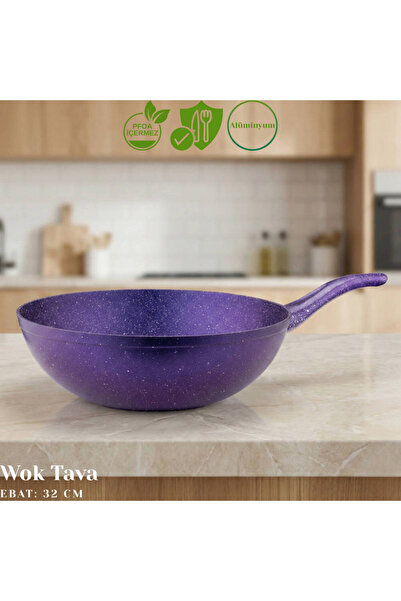 Arzu Çelik 32 cm Granite Wok Pan - Violet