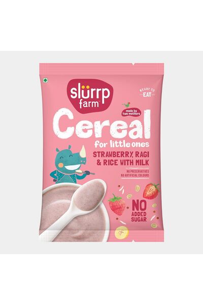 SLURRP FARM حبوب راجي وأرز وفراولة مع حليب ٥٠ غرام، محلاة قليلاً بمسحوق التمر...