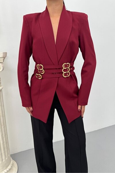 ZF BUTİK Women's Blazer with Gold Belt