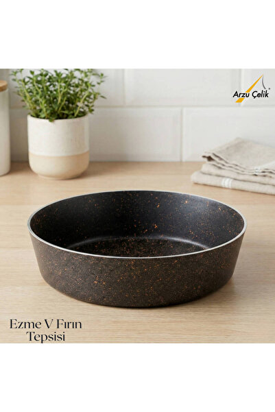 Arzu Çelik 26 cm Granite Crushed V Baking Tray - Black