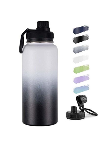 Arabest 1L Stainless Steel Sports Water Bottle with Straw Lid & Spout Lid,Reu...