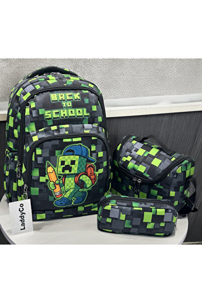 LaddyCo İlkokul Çantası Erkek Çocuğu 3`lü Set Siyah İlk Okul Çantası Karakter...