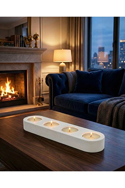 Art-ı Prime Dizayn 4'lü Minimalist Uzun Tealight Mumluk - El Yapımı Şık Masa ...