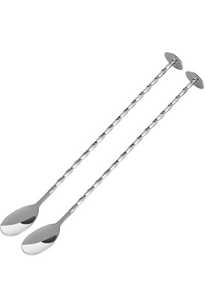 Arabest 2 Pcs Bar Spoon, 10-inch Cocktail Mixing Stirrers, with Round Base fo...