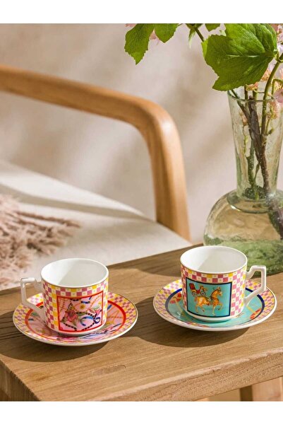 LC Waikiki Lcw Lcw Home Karışık Desenli Porselen Kahve Fincanı 90 ml