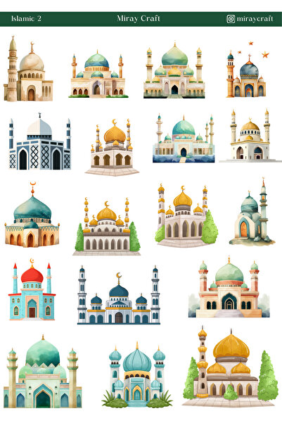 MirayDesign 1 ورقة ملصقات ذات طابع إسلامي (12×17 سم)