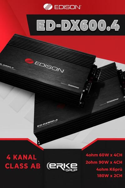 Edison Ed-dx600.4 4ohm 4x60 Rms 2ohm 4x90rms 3000 Watt 4 Kanal Oto Amfi Oto A...