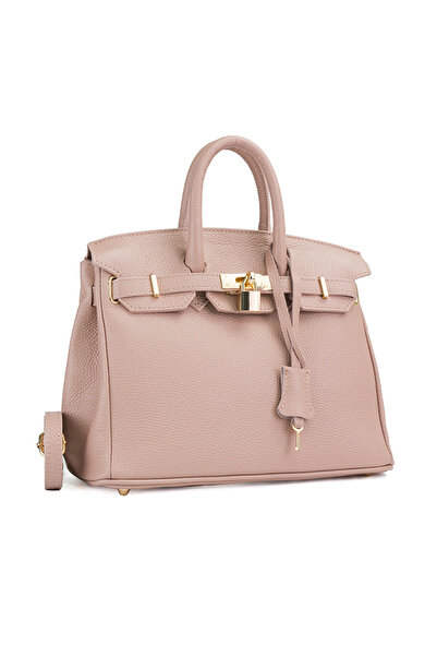 Posete Fagaras Edith Leather Purse - Powder Pink, Genuine Leather Office Bag,...