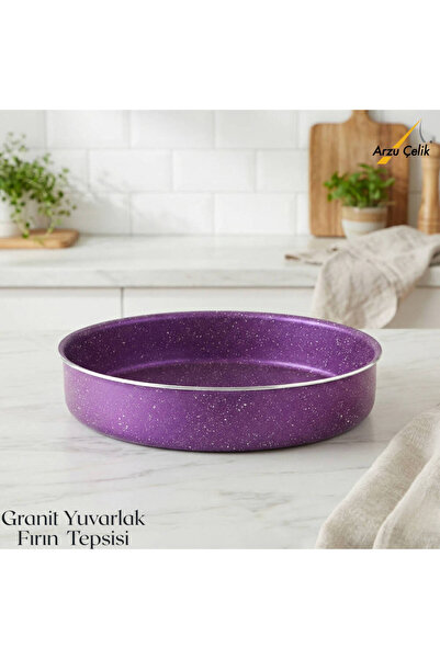 Arzu Çelik 32 cm Granite Round Baking Tray - Violet