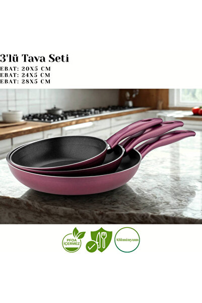 Arzu Çelik 3-Piece Granite Single-Handle Pan Set - Plum