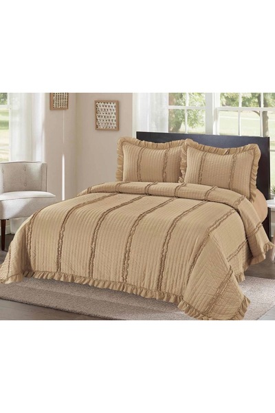 Truva Home Satin Cotton Double Bedspread - Set with Pillowcases, 230x250 cm