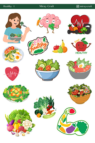 MirayDesign 1 Foaie de autocolante tematice despre stilul de viață sănătos și...