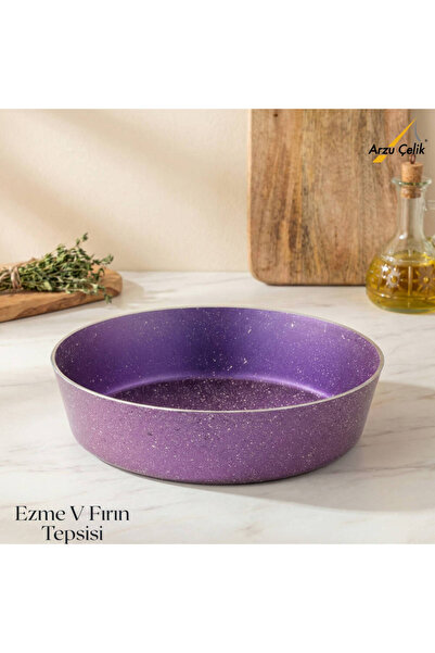 Arzu Çelik 26 cm Granite Crushed V Baking Tray - Violet