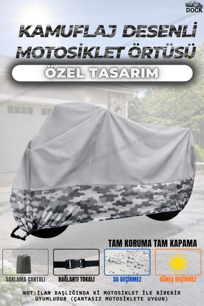 Dock غطاء دراجة نارية رمادي اللون بنمط التمويه من موتولوكس ماكياتو 125 متوافق...
