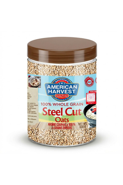 American Harvest شوفان مقطع في برطمان 600 غرام | خالٍ من الغلوتين