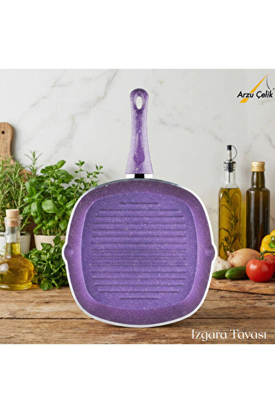 Arzu Çelik 28 cm Granite Grill Pan - Violet
