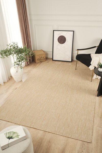 Konfor Halı Sisalux 3083 Bej Sisal Dokuma Jüt Kilim Hav Toz Vermez Halı Salon...